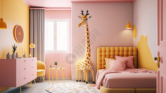 温馨的设计长颈鹿主题图片