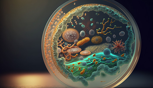 蓝色透光微生物图片