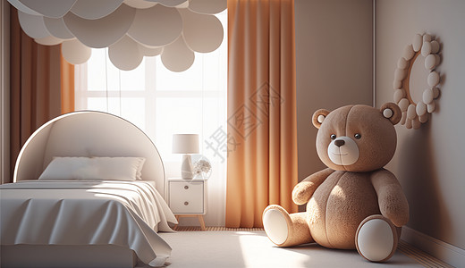 超大玩具熊浅棕色卧室高清图片
