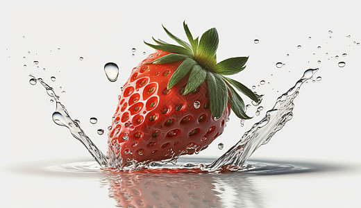 一颗正在落水的草莓图片