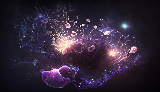 发紫色光的细菌抽象图片