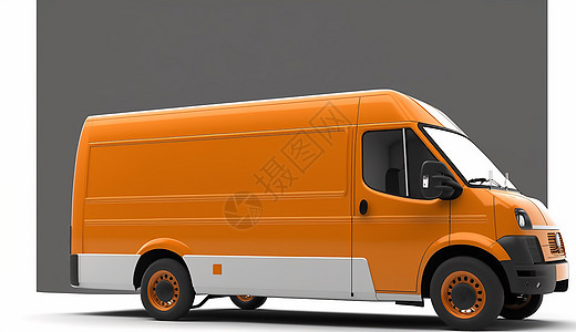 橘色货运汽车图片