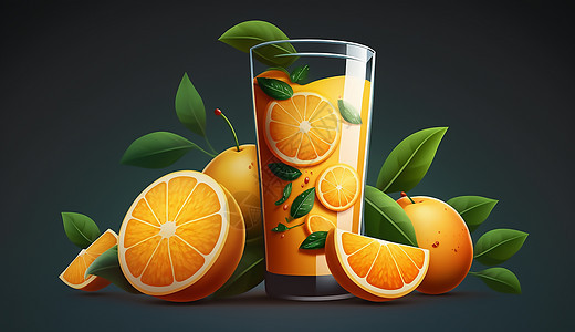 橙子和橙汁背景图片