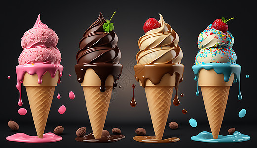 香草巧克力奶油蛋卷冰淇淋图片