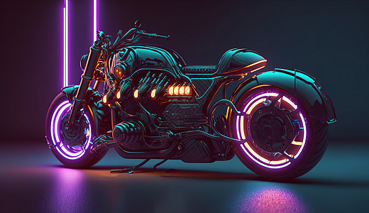 霓虹光摩托车图片