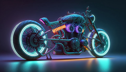 酷酷的霓虹光摩托车图片