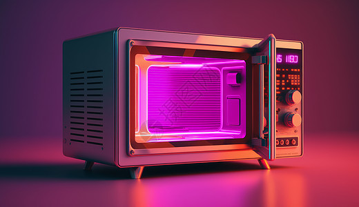 霓虹光酷酷的微波炉图片