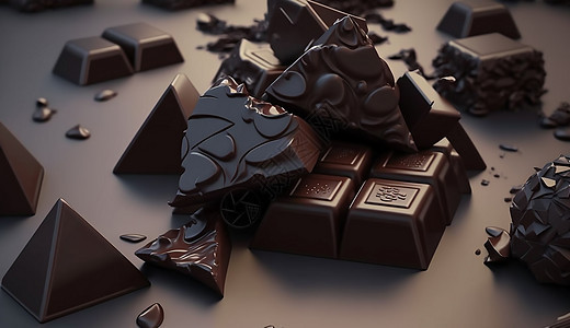 零散的黑巧克力背景图片