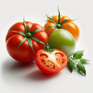 白色背景上的西红柿组合照片背景图片