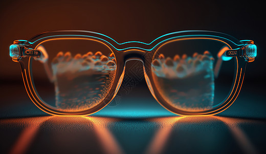 发霓虹光的透明眼镜图片