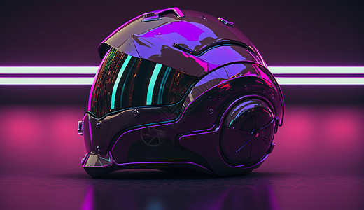 紫色炫酷金属质感头盔图片