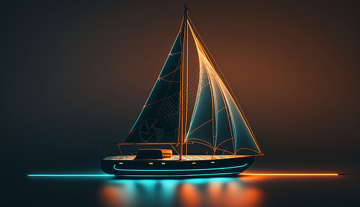 炫酷的发光的帆船图片