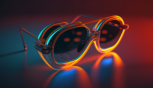 霓虹光里炫酷的墨镜背景图片