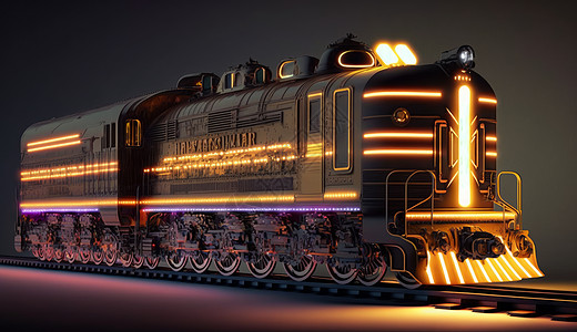机械感复古发光的火车图片