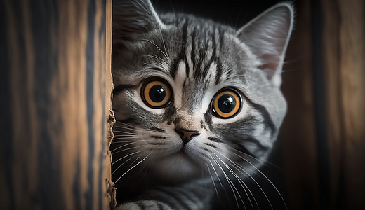 可爱的灰色条纹猫图片