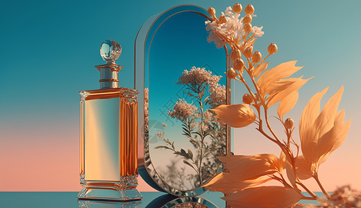 简约的香水与浪漫的镜子图片
