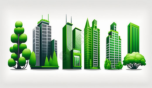 绿色的摩天大楼图片