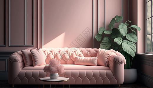 粉色沙发与客厅装修图片
