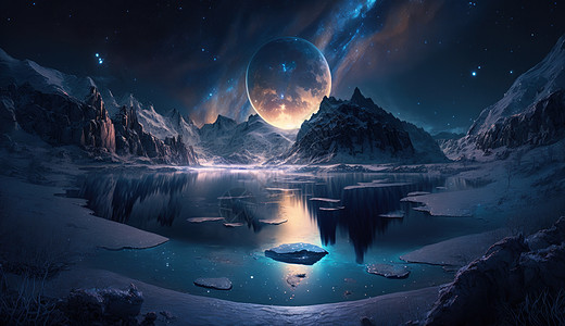 震撼美丽的星河与夜色风景背景图片