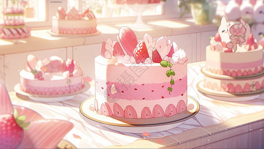 美味的粉色蛋糕图片