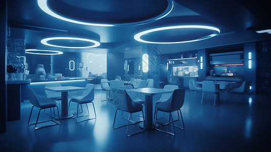 蓝色酷炫餐厅图片