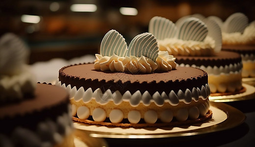 蛋糕店里的巧克力奶油蛋糕图片