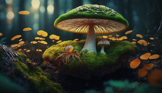绿色的蘑菇图片