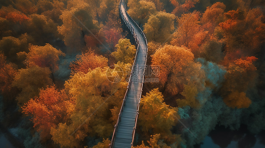 被树木包围的公路图片