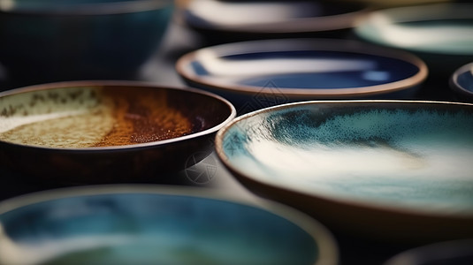 中式精致的陶瓷餐具背景图片