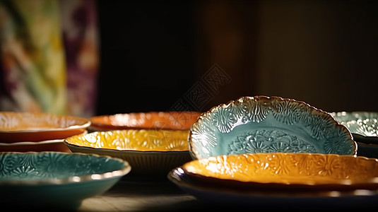 中式贵气精致的陶瓷餐具图片