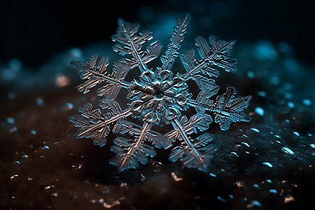 晶莹剔透的雪花微距背景图片