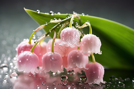 花朵上的水珠雨水铃兰花图片