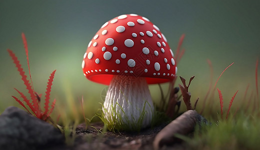 红色的毒蘑菇背景图片