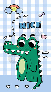 可爱蓝色系鳄鱼哥卡通壁纸简笔画图片