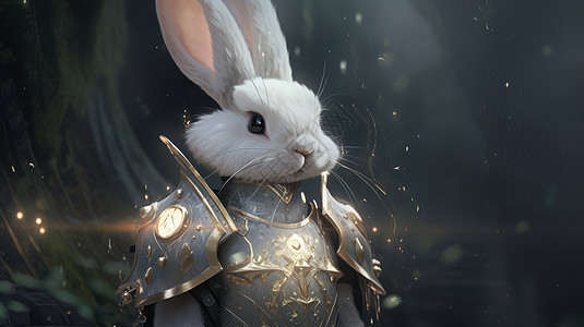 兔子穿着盔甲上半身特写图片