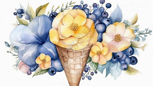 冰淇淋彩绘花图片