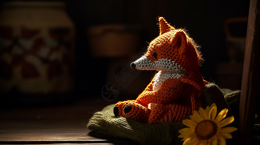 坐着的小狐狸工艺品图片