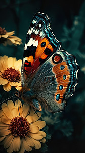 手绘彩色蝴蝶昆虫动物世界特写图片