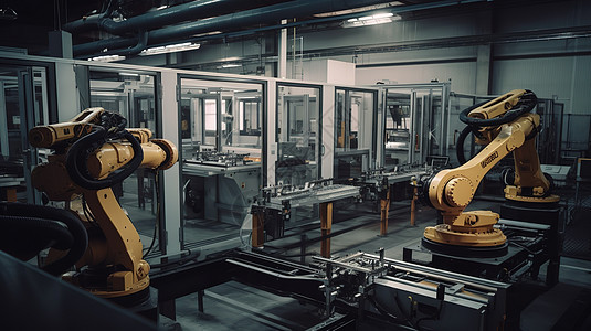 汽车厂的机械臂机器人图片