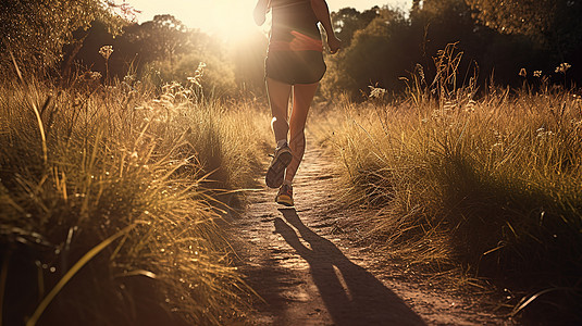 大自然中跑步女士脚步图片