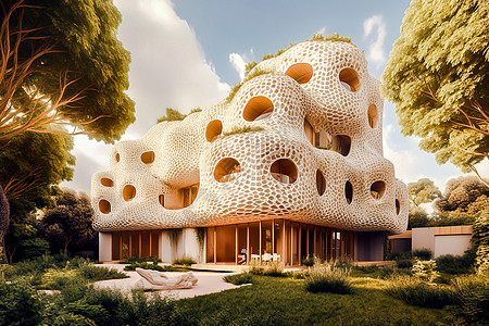 酒店建筑极简主义风格3D概念图图片