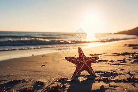 夏日沙滩上的海星图片