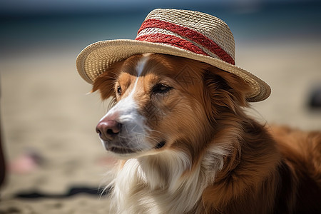 沙滩上度假的狗图片