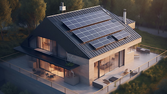 科技房子家庭用太阳能插画