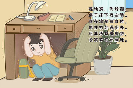 疏散演练地震来临先躲避插画