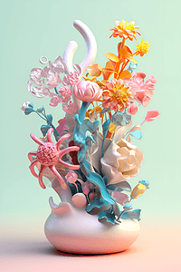 花卉彩色雕塑图片