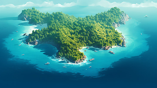 鸟瞰夏季的岛屿图片