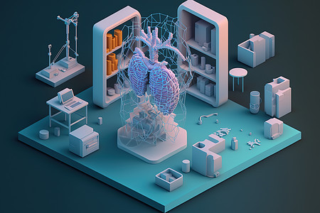 3D等距医疗肺组织图片