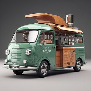 绿色3D餐车背景图片