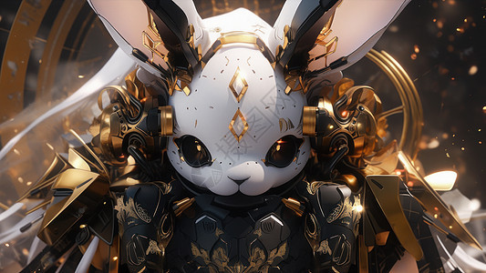 小白兔战士穿酷酷的金属铠甲图片